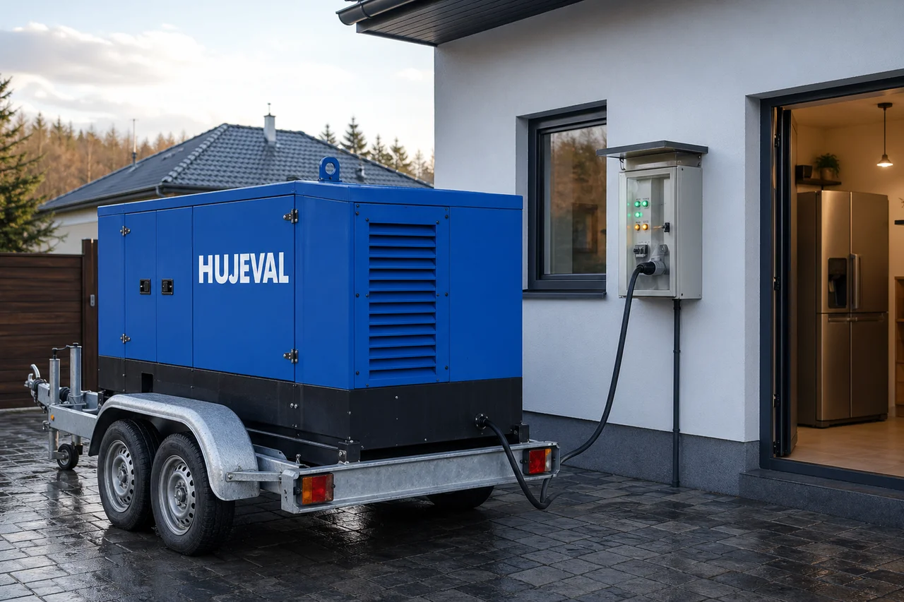 Mobilní elektrocentrála Hujeval v praxi — detail