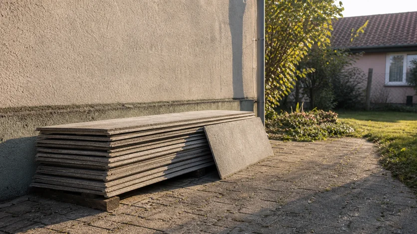 Zvětralá vlnitá eternitová střešní krytina na starším domě jako typický příklad materiálu s podezřením na azbest