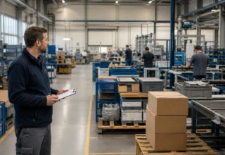 Procesní specialista sleduje materiálový tok a zásoby ve výrobní hale